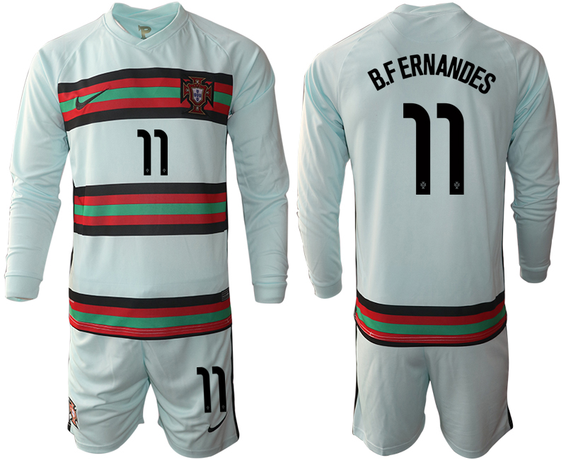 Men 2021 European Cup Portugal away Long sleeve #11 soccer jerseys->portugal jersey->Soccer Country Jersey